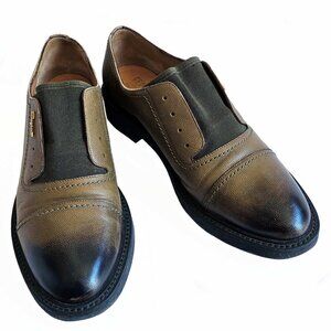 SALVATORE FERRAGAMO GREEN OMBRE DISTRESSED LEATHER OXFORDS (7)